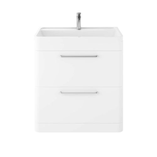 Hudson Reed Solar 800mm Floorstanding Vanity Unit & Polymarble Basin - Pure White SOL103 (8004)