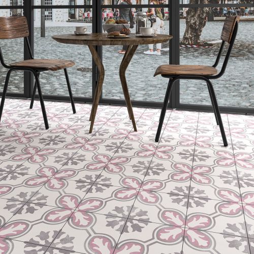 Swansea Orchid Pink 45 x 45cm Porcelain Pattern Tile - 1.22 sqm perbox