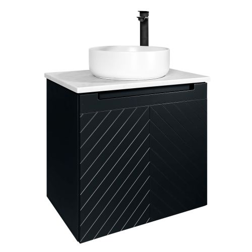 Josef Martin Sophie 600mm Chevron Vanity Unit & Pebble Worktop - Ember