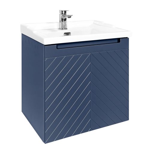 Josef Martin Sophie 600mm Chevron Vanity Unit & Traditional Basin - Marine Blue