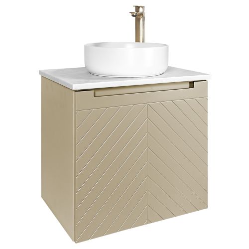 Josef Martin Sophie 600mm Chevron Vanity Unit & Pebble Worktop - Sand