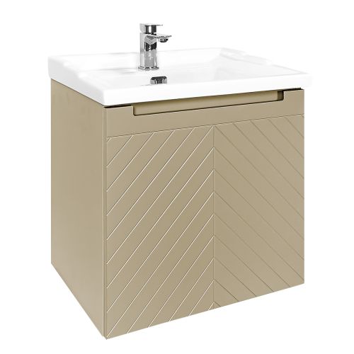 Josef Martin Sophie 600mm Chevron Vanity Unit & Traditional Basin - Sand