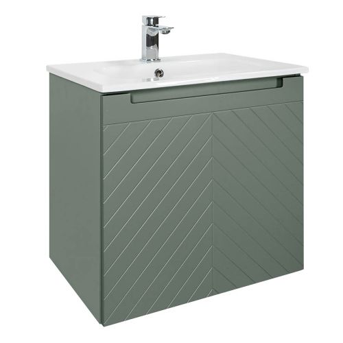 Josef Martin Sophie 600mm Chevron Vanity Unit & Slimline Basin - Spring Green
