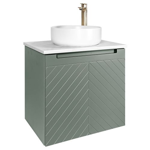 Josef Martin Sophie 600mm Chevron Vanity Unit & Pebble Worktop - Spring Green