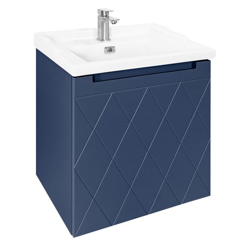 Josef Martin Sophie 600mm Harlequin Vanity Unit & Traditional Basin - Marine Blue