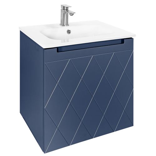 Josef Martin Sophie 600mm Harlequin Vanity Unit & Slimline Basin - Marine Blue