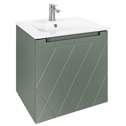 Josef Martin Sophie 600mm Harlequin Vanity Unit & Slimline Basin - Spring Green