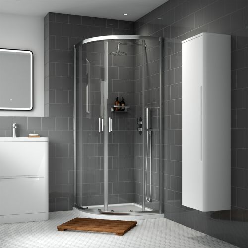 Nuie Rene 800mm Quadrant Shower Enclosure - Satin Chrome (13787)