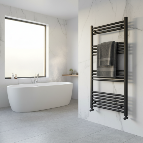 Eliseo Ricci Straight Heated Towel Rail Anthracite 1200mm x 500mm
