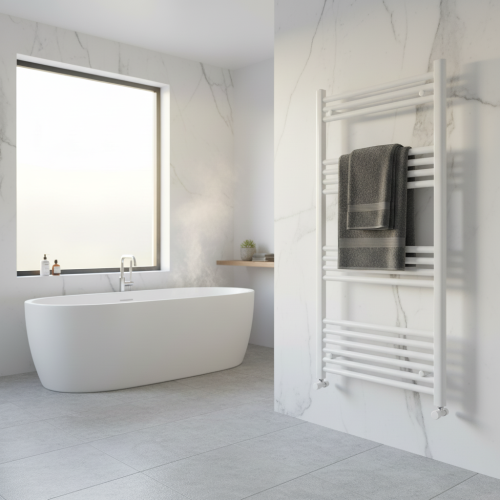 Eliseo Ricci Straight Heated Towel Rail White 1200mm x 500mm