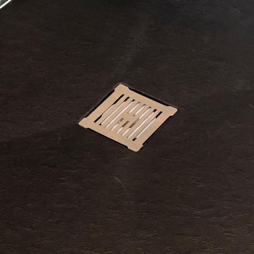 Nuie 90mm White Shower Trap including Metal Cover - Brushed Brass (16337)