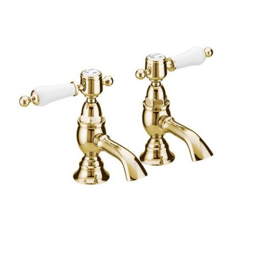 Heritage Glastonbury Basin Pillar Taps - Gold (1939)