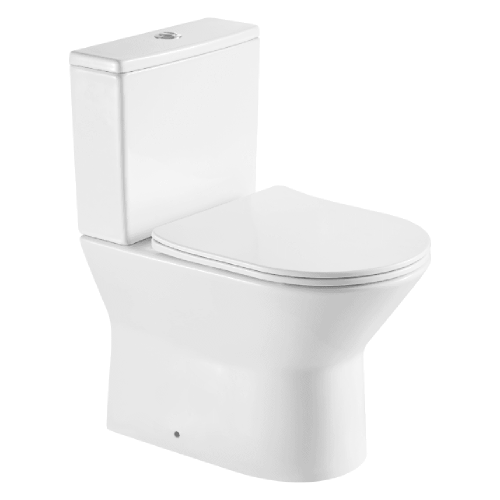 Rimless Close Coupled D Shape Fully Shrouded Pan, Seat,  Cistern & Fittings (20998)