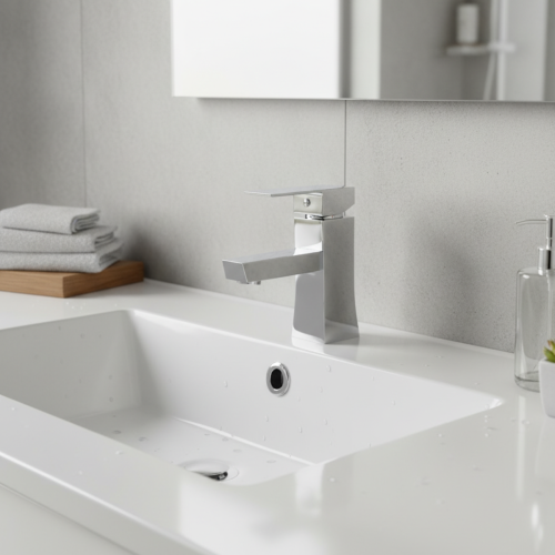 Haworth Modern Square Basin Mixer - Chrome