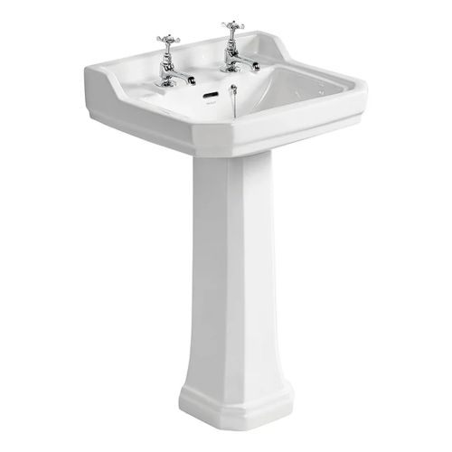 Ideal Standard Waverley Classic 560mm 2 Taphole Basin & Full Pedestal (20707)