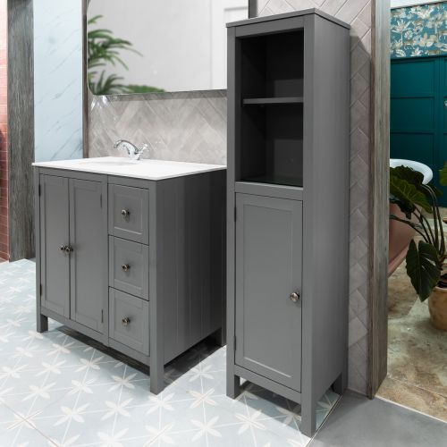 Etienne Traditional Vanity Unit, Tap & Tall Boy Pack - Grey