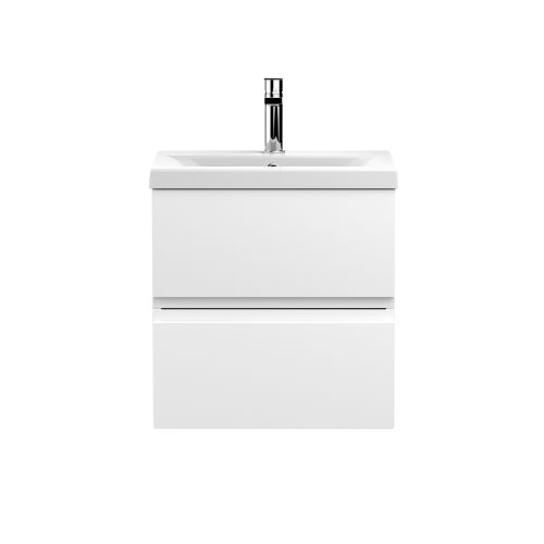 Hudson Reed Urban 500mm Wall Mounted Vanity Unit & Mid-Edged Basin - Satin White URB102A (13091)