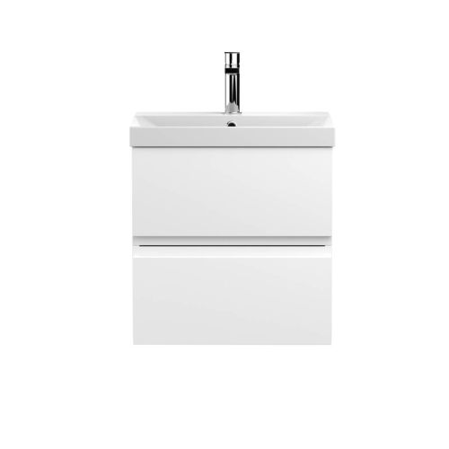 Hudson Reed Urban 500mm Wall Mounted Vanity Unit & Thin-Edged Basin - Satin White URB102B (13097)