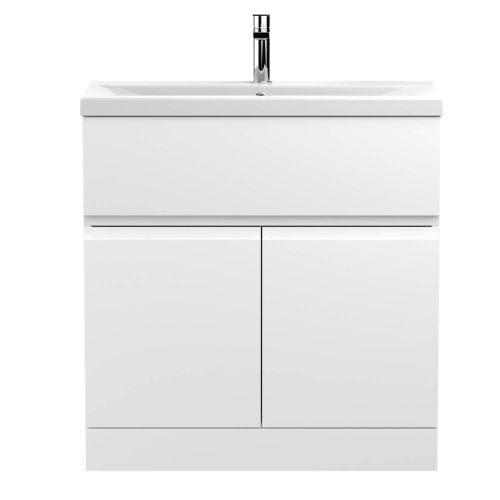 Hudson Reed Urban 800mm Floorstanding Vanity Unit & Mid-Edged Basin - Satin White URB105A (13077)