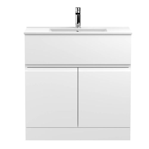 Hudson Reed Urban 800mm Floorstanding Vanity Unit & Minimialist Basin - Satin White URB105B (13080)