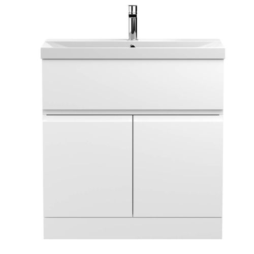 Hudson Reed Urban 800mm Floorstanding Vanity Unit & Thin-Edged Basin - Satin White URB105D (13083)