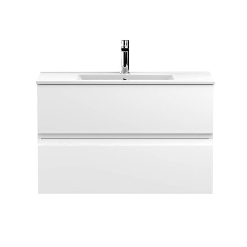 Hudson Reed Urban 800mm Wall Mounted Vanity Unit & Minimialist Basin - Satin White URB106B (13118)