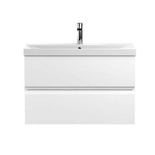 Hudson Reed Urban 800mm Wall Mounted Vanity Unit & Thin-Edged Basin - Satin White URB106D (13121)