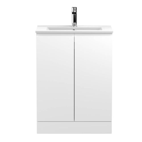 Hudson Reed Urban 600mm Floorstanding Vanity Unit & Minimialist Basin - Satin White URB108B (13030)