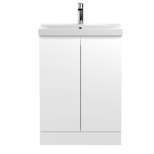 Hudson Reed Urban 600mm Floorstanding Vanity Unit & Thin-Edged Basin - Satin White URB108D (13033)