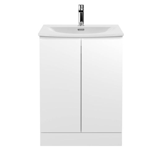 Hudson Reed Urban 600mm Floorstanding Vanity Unit & Curved Basin - Satin White URB108G (13036)