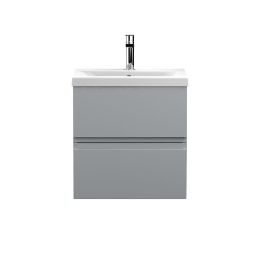 Hudson Reed Urban 500mm Wall Mounted Vanity Unit & Mid-Edged Basin - Satin Grey URB202A (13092)