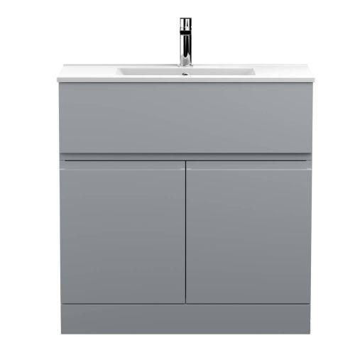 Hudson Reed Urban 800mm Floorstanding Vanity Unit & Minimialist Basin - Satin Grey URB205B (13081)