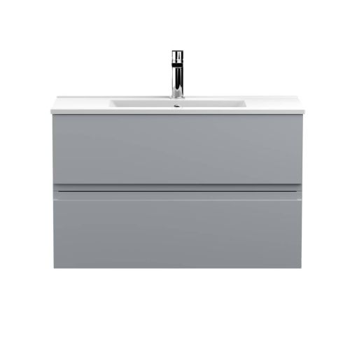 Hudson Reed Urban 800mm Wall Mounted Vanity Unit & Minimialist Basin - Satin Grey URB206B (13119)