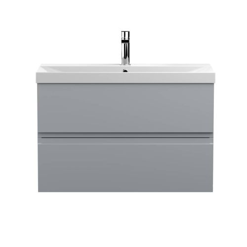 Hudson Reed Urban 800mm Wall Mounted Vanity Unit & Thin-Edged Basin - Satin Grey URB206D (13122)