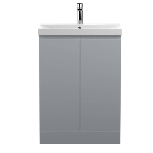 Hudson Reed Urban 600mm Floorstanding Vanity Unit & Thin-Edged Basin - Satin Grey URB208D (13034)