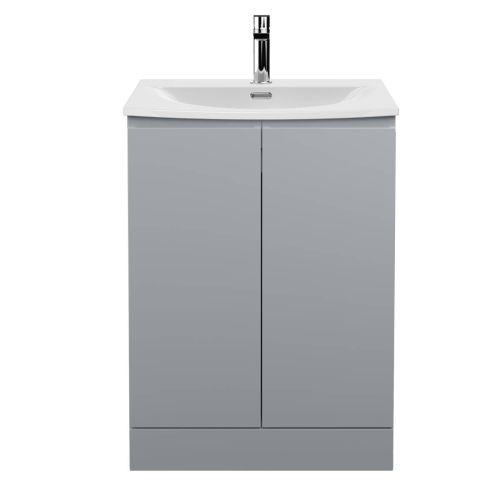 Hudson Reed Urban 600mm Floorstanding Vanity Unit & Curved Basin - Satin Grey URB208G (13037)