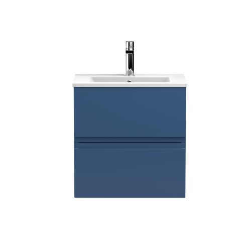 Hudson Reed Urban 500mm Wall Mounted Vanity Unit & Minimialist Basin - Satin Blue URB302B (13096)