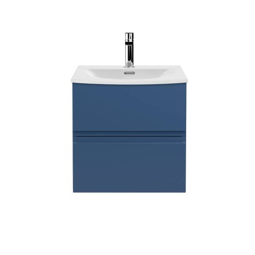 Hudson Reed Urban 500mm Wall Mounted Vanity Unit & Curved Basin - Satin Blue URB302G (13102)