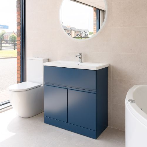 Hudson Reed Urban 800mm Floorstanding Vanity Unit & Mid-Edged Basin - Satin Blue URB305A (13079)