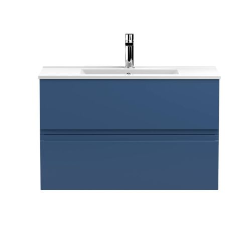 Hudson Reed Urban 800mm Wall Mounted Vanity Unit & Minimialist Basin - Satin Blue URB306B (13120)