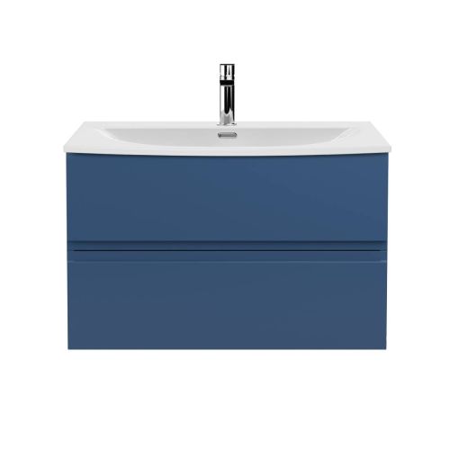 Hudson Reed Urban 800mm Wall Mounted Vanity Unit & Curved Basin - Satin Blue URB306G (13126)