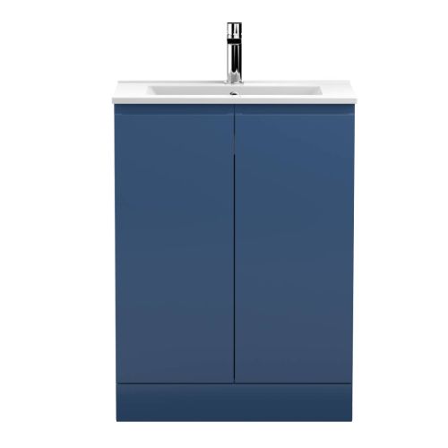 Hudson Reed Urban 600mm Floorstanding Vanity Unit & Minimialist Basin - Satin Blue URB308B (13032)