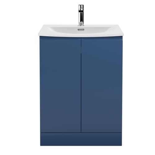 Hudson Reed Urban 600mm Floorstanding Vanity Unit & Curved Basin - Satin Blue URB308G (13038)