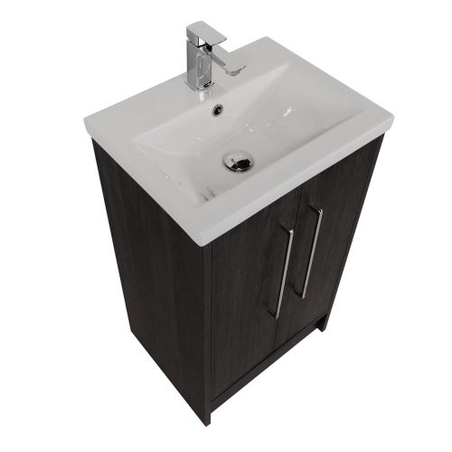 Josef Martin Urbano 500mm Space Saver Floorstanding 2 Door Vanity Unit & Mid Edge Inset Basin - Roble Azabache