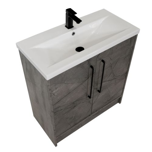 Josef Martin Urbano 800mm Space Saver Floorstanding 2 Door Vanity Unit & Mid Edge Inset Basin - Marble Grey