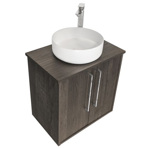 Josef Martin Urbano 600mm Space Saver Wall Mounted 2 Door Vanity Unit with Worktop - Roble Azabache