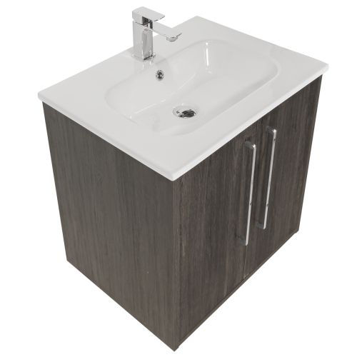 Josef Martin Urbano 600mm Wall Mounted 2 Door Vanity Unit & Slimline Basin - Roble Azabache