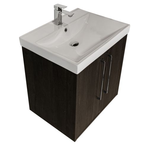 Josef Martin Urbano 600mm Wall Mounted 2 Door Vanity Unit & Basin - Roble Azabache