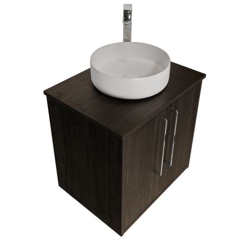 Josef Martin Urbano 600mm Wall Mounted 2 Door Vanity Unit with  Worktop - Roble Azabache