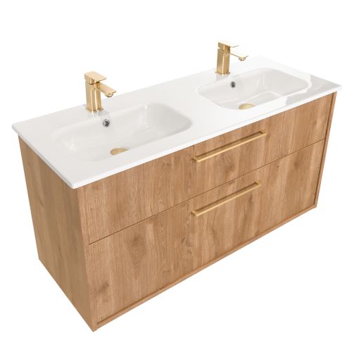 Josef Martin Urbano 1200mm Wall Hung 2 Drawer Vanity Unit & Double Basin - Dalton Oak (16280)